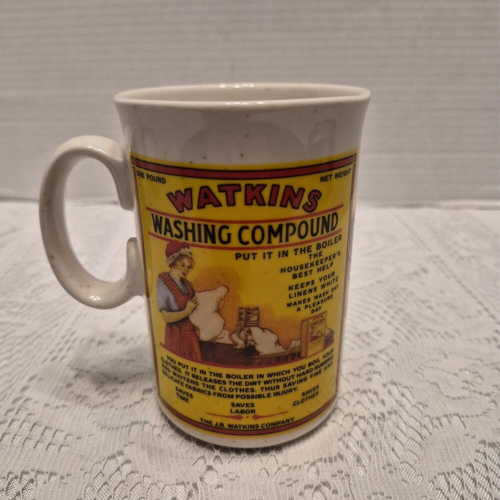 Vintage Watkins 1992 Washing Compound Coffee Mug 4th In Series Heritage Coll.